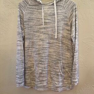 Women's Heathered Gray Pullover Hoodie with Front Pocket Made in USA